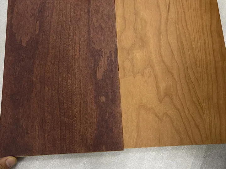 Light and dark wood-grain veneer decorative panel samples