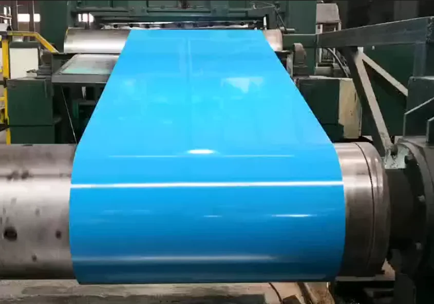 Blue steel coil coating curing sample